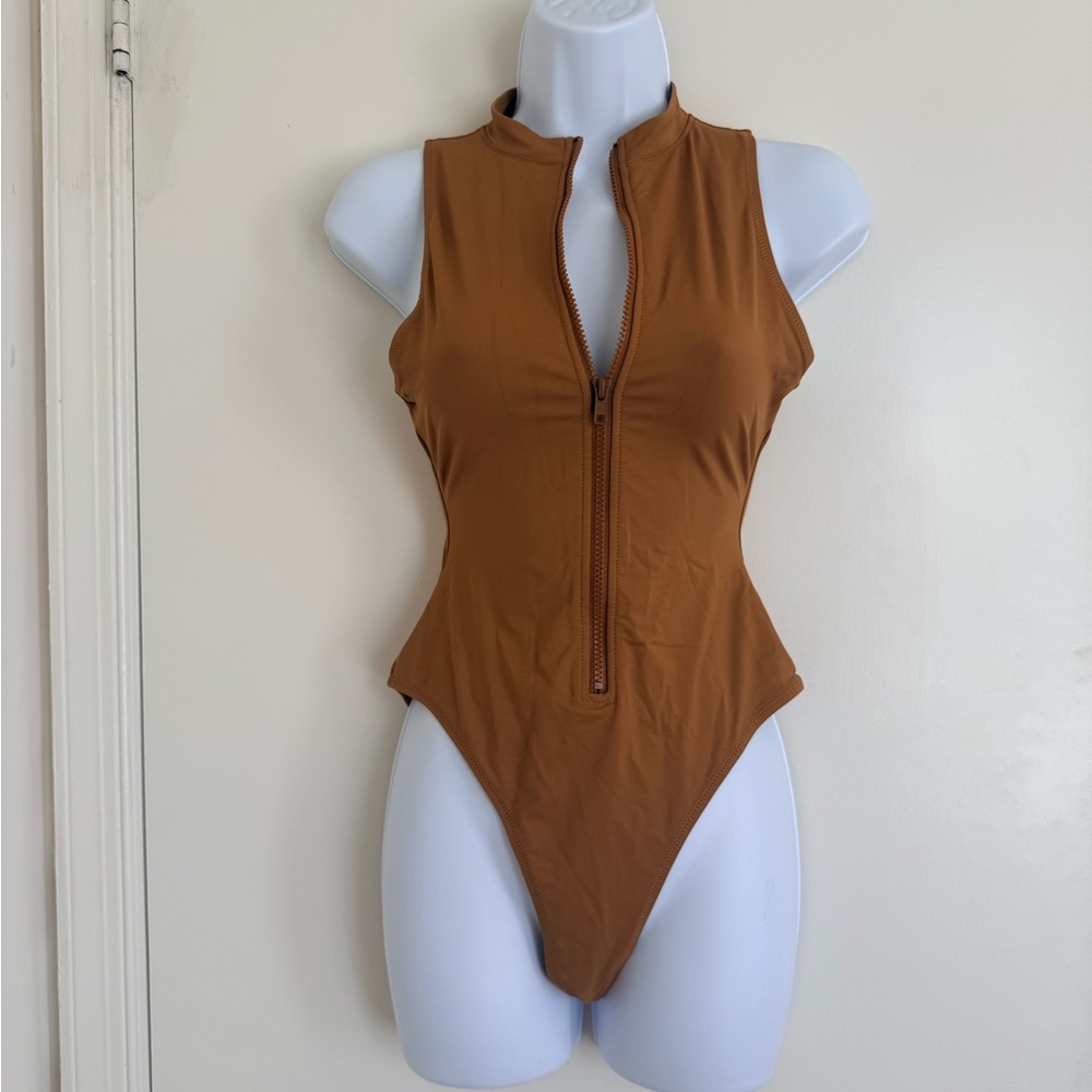 SKIMS Brown Swimwear/ Bodysuit Full zip